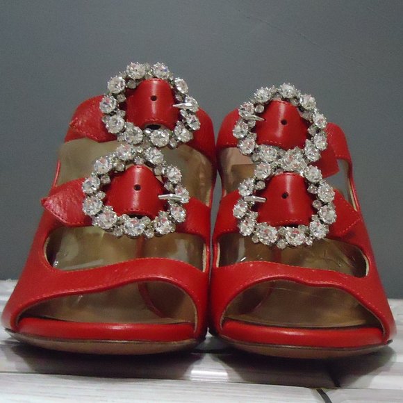 SIZE 37. L'Autrechose Chose crystal buckle leather sandals. - Picture 4 of 16